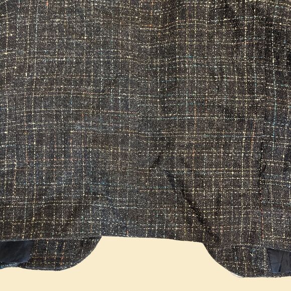 Vintage 1970s charcoal sports coat by Barrage, plaid 70s black/beige jacket - Picture 6 of 7
